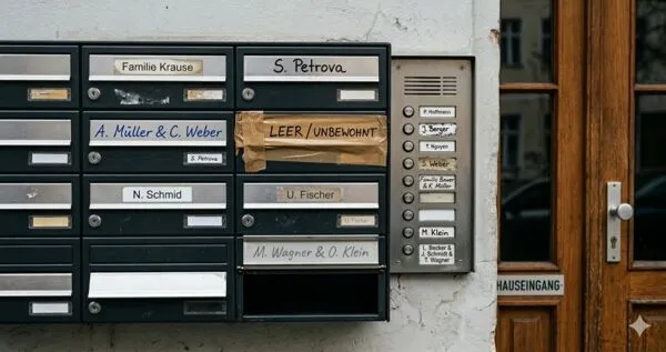 Klingelschilder eines Berliner Mietshauses – Abgleich mit Mietvertrag zur Erkennung illegaler Untervermietung